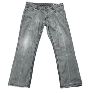 STITCH'S JEANS BLACK LABEL DENIM GRAY WITH BLACK STITCHING BUTTON FLY JEANS